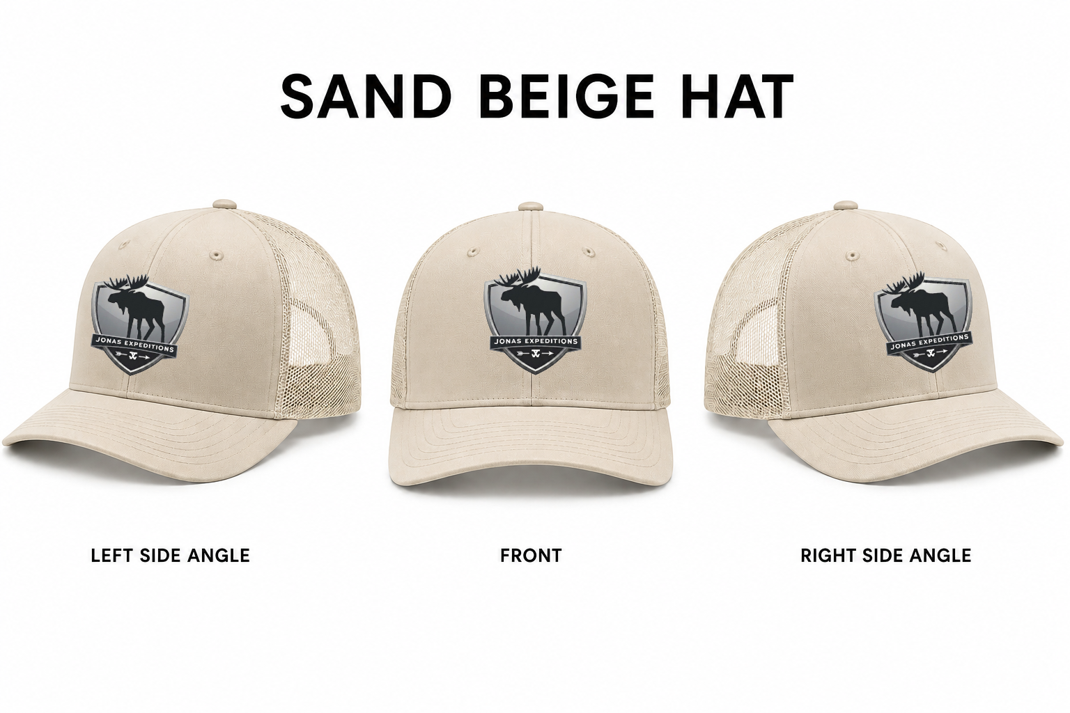 Jonas Expeditions men’s trucker hat with Moose shield logo ￼