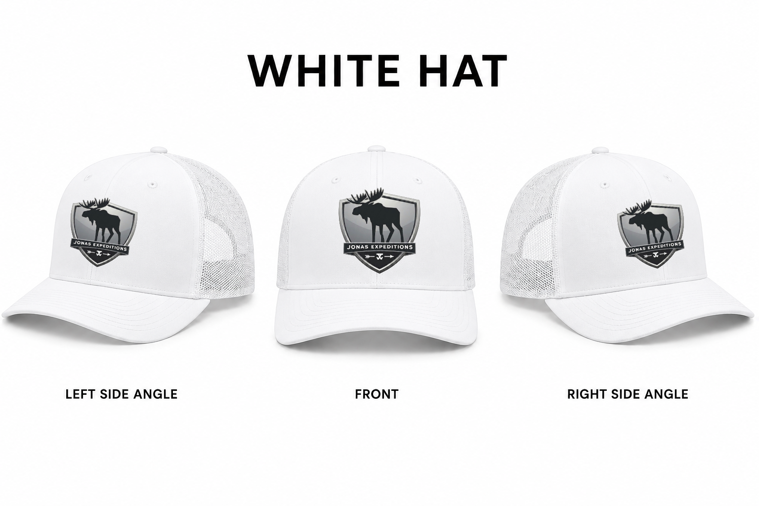 Jonas Expeditions men’s hat white with Moose shield logo ￼
