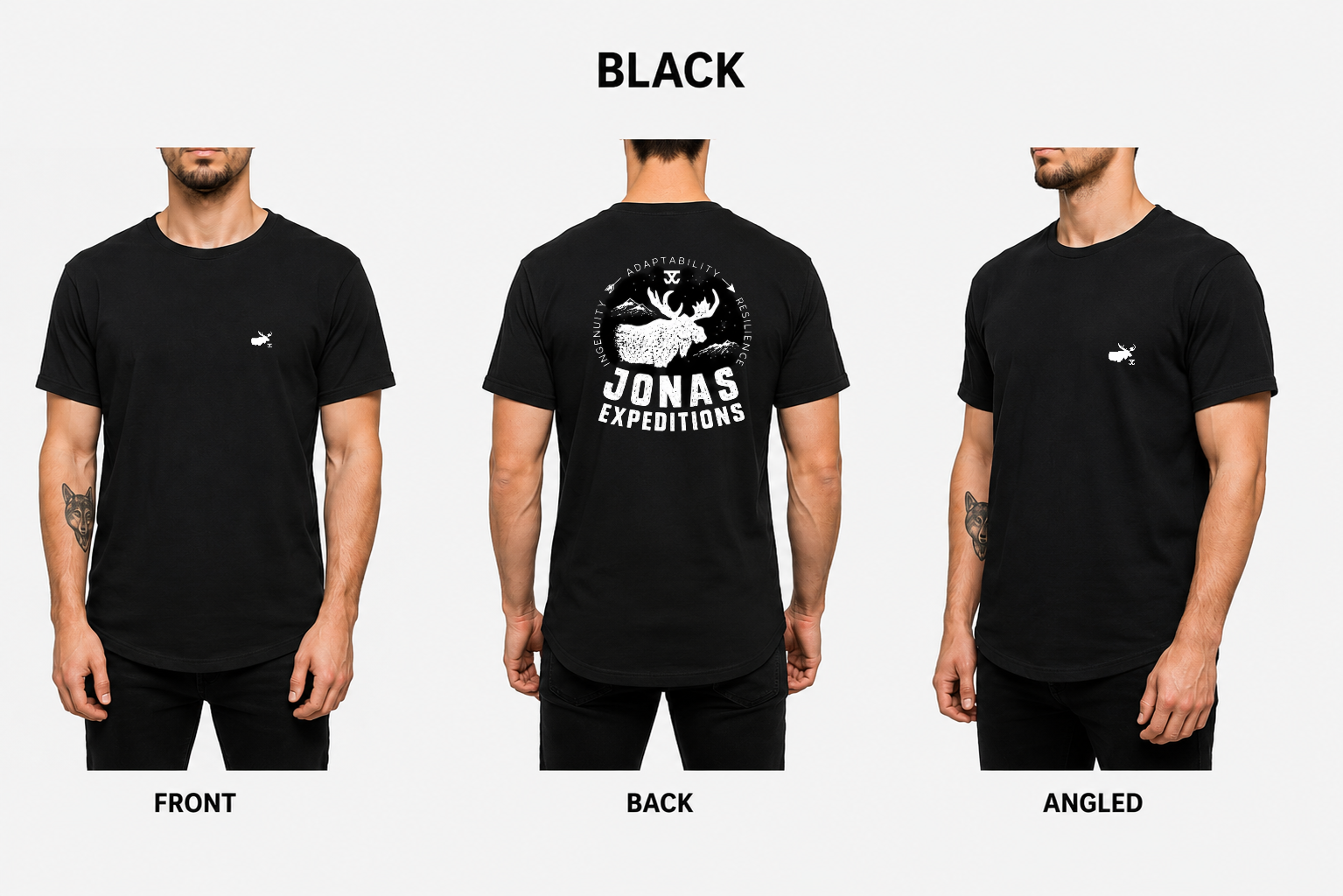 Jonas Expeditions men’s   T-shirt black with white lettering